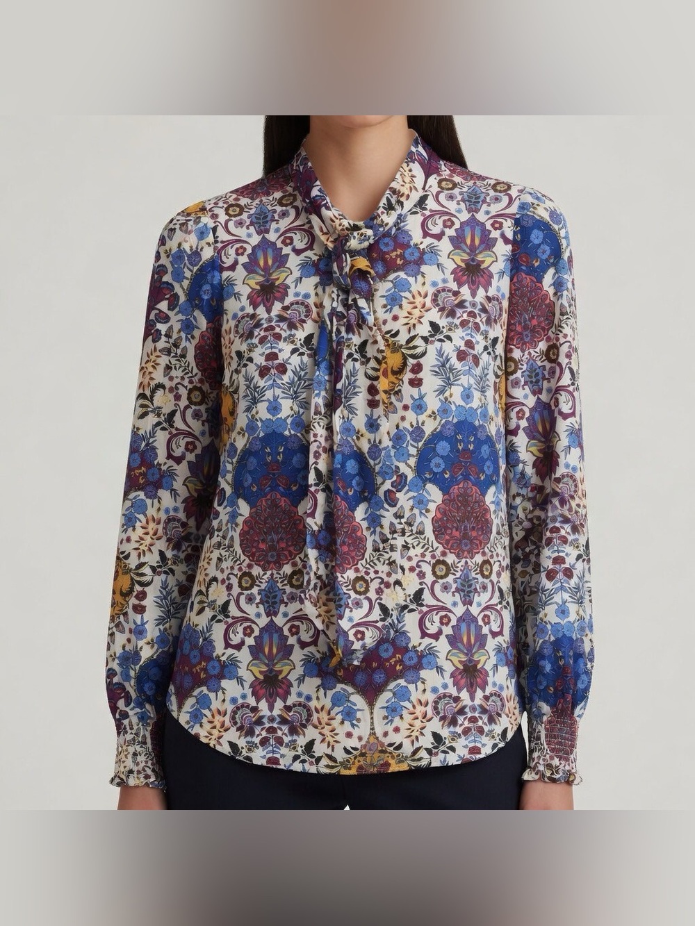 Talbots Floral Blouse‎ Womens Size Small Multicolor Long Sleeve Button Up Top